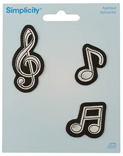 Écussons thermocollants notes de musique argentées Simplicity pour customisation