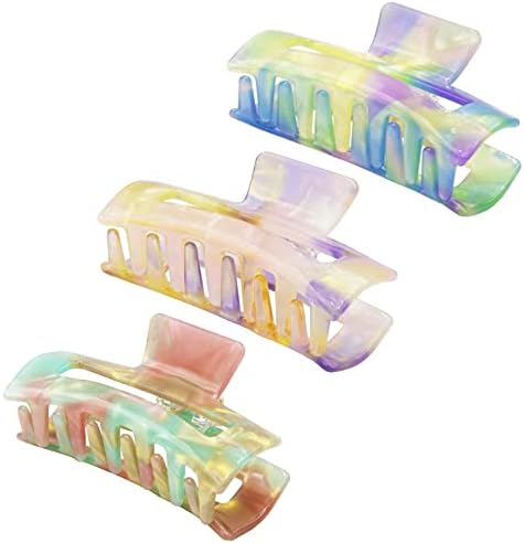 Amersis 3PCS Large Hair Claw Clips - Acrylic Big Hair Clips for Thick Hair Strong Hold Hair Jaw Clips Non-slip Banana Hair Barrettes Clips for Women Girls