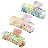 Amersis 3PCS Large Hair Claw Clips - Acrylic Big Hair Clips for Thick Hair Strong Hold Hair Jaw Clip