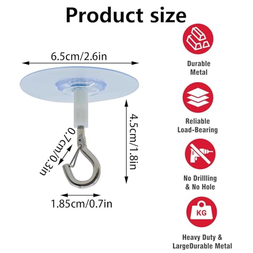 Image of 2 PCS Adhesive Ceiling Hook, Heavy Duty Self-Stick Ceiling Hooks, Ceiling Hooks for Hanging Plants, for Bird Feeders, Lanterns, Wind Chimes, Planters, Outdoor Decoration Hooks