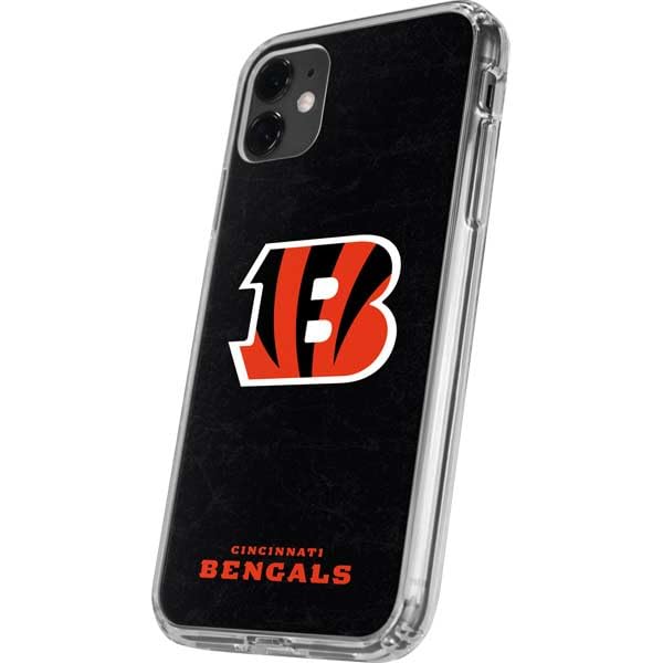 Skinit Clear Phone Case Compatible with iPhone 11 - Officially Licensed NFL Cincinnati Bengals - Distressed Design