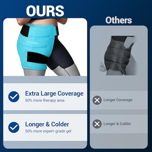 Image of Comfytemp Hip Ice Pack Wrap for Sciatica Pain Relief, Hip Replacement Kit After Surgery, Reusable Gel Ice Pack for Injuries, Hot Cold Compress Recovery Items Physical Therapy for Men Women (L /XL /2XL)
