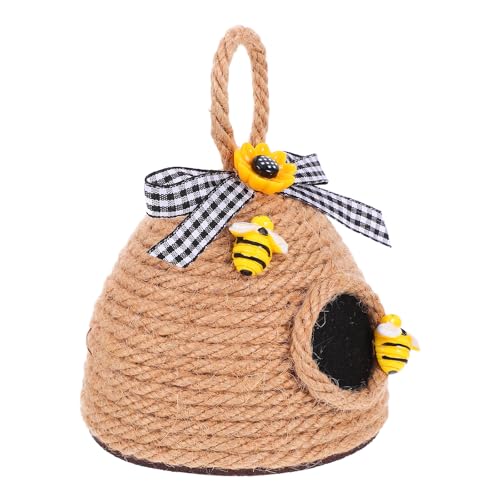 Housoutil Adorno Colgante de Panal de Abeja Tejido Cuerda de Yute 4.92X3.54X3.54 Pulgadas para Dormitorios y Mesas Ambiente Cálido