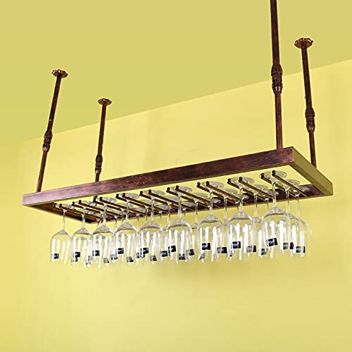 Hanging Wine Rack from Ceiling, Wine Storage Shelf with Wine Glasses Holder, Height-Adjustable Wine Hanger Organizer Rack, Hanging Wine Racks On Bar Counters, European-Style U,B,50 * 35CM