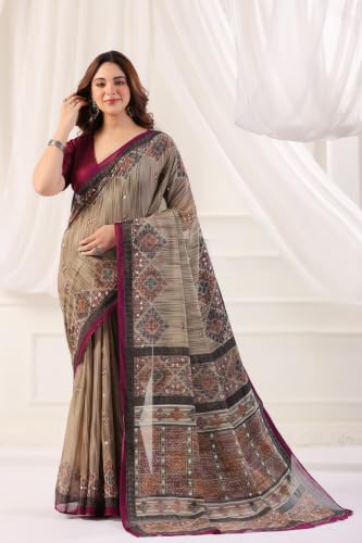 Image of TAMAIRA FASHION Mulmul Pure Cotton Saree For Woman |Office Wear Daily Wear Sarees For Women Without Blouse Piece(Available in 10 Colours)
