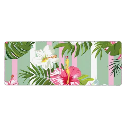 Tapis de souris gaming xxl 80x30 cm fleuri avec base caoutchouc antidérapante pour bureau