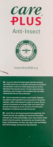 Care Plus Mückenschutz Spray 40 % DEET – Insektenschutz für Tropen & Europa – Gegen Mücken, Zecken & Stechfliegen – Mit Kulturbeutel - 200 ml
