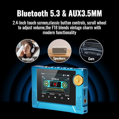 Image of 64GB 80s Retro MP3 Player with HD Speaker,MP3 Cassette Nostalgia Player,Dynamic Retro UI,Tape Drive Shape,Portable Bluetooth MP3 Music Player 50 Hours Long Battery Life, 2.4 inch Touchscreen (Blue)