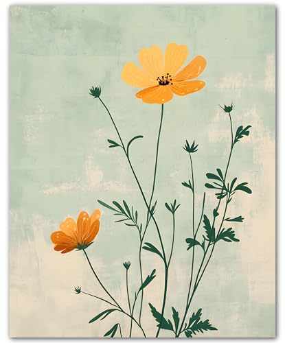 Décoration murale fleur orange sauvage ZUKIY Cosmos pour salon et bureau