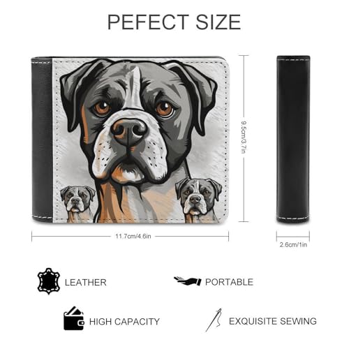 Men's Leather Wallet Bifold Wallet for Men American Bulldog Head Slim Wallet with Multiple Card Classic Passcase Mens Card Holder2
