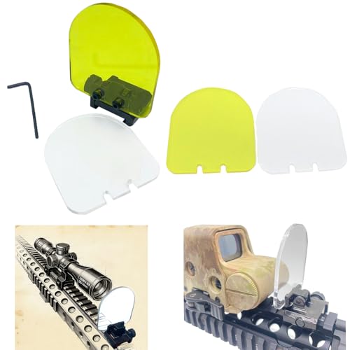 Tactical Airsoft Foldable Lens Shield Rail Mounted Lens Protector Airsoft Dot Sight Reflex Scope Screen Protector (A Set of 4 Shields + Base(Oval))