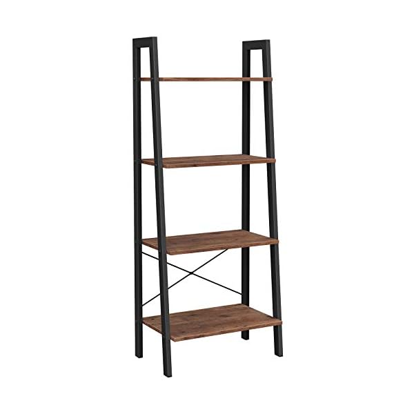 VASAGLE Standing shelf, bookshelves, 4 levels ladder shelf, sturdy metal for the frame
