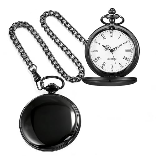 Image of Tiong Smooth Pocket Watch,Personalized Pocket Watch,Customized Watches for Men,Engraved Pocket Watches for Father's Day with Chain