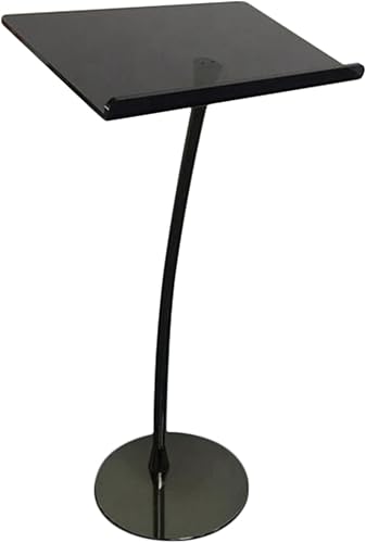 GOJLEX Soporte de podio, soporte de podio portátil transparente de 44 pulgadas con base de metal redonda, conferencias y púlpitos modernos