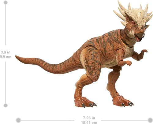 Image of Mattel Jurassic World Hammond Collection Dinosaur Action Figure Toy, Stygimoloch, Premium Movie Design Glass Eyes & 14 Points Articulation