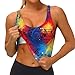 Women Girls Comfortable U-Shaped Back Yoga Vest Removable Abstract Music Notes Crop Tops with Pads Moisture Wicking Tops Shirts for Running Sports