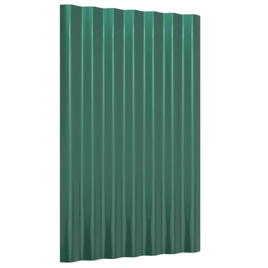 vidaXL Roof Panels 12 pcs Galvanised Steel Green 60x36 cm