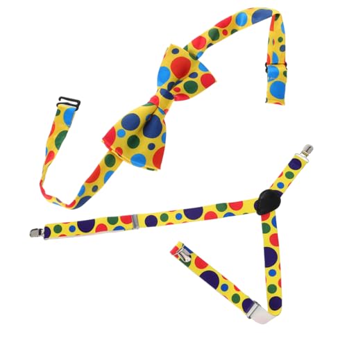 1 Set Dot Suspenders with Matching Bow Tie Comfortable Skin Friendly Costume Accessory for Themed Parties Halloween and Cosplay Events