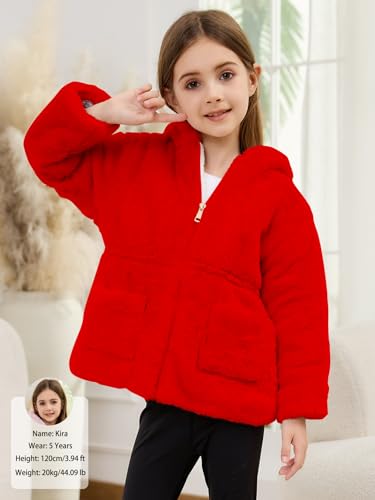 Arssm Girls Winter Warm Coats Kids Fleece Jacket Clothes Ear Hooded Faux Fur Thicken Outerwear3