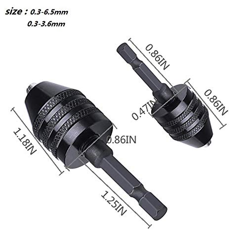 Lonker 1/4 Inch Hex Shank Keyless Drill Chuck Quick Change Adapter Converter Drill Adapter (0.3-6.5Mm 0.3-3.6Mm) #TOP3