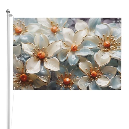 Drapeau d'art abstrait floral 1,2x1,8 m double face pour décoration jardin et intérieur