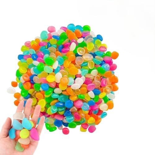 Glow in Dark Pebbles Stones for Garden Decoration, Luminous Night Glow Stones for Aquarium Pathway Flower Pot Fish Tank Home Decor DIY Craft Pebble Set