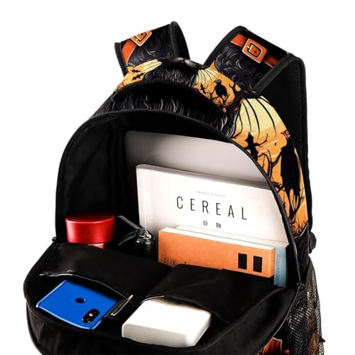 Sac à dos de voyage Halloween chat noir multicolore pour l école