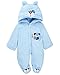 Minetom Bebé Recién Nacido Grueso Terciopelo Coral Mameluco Invierno Ropa Una Pieza Pelele Pijamas Niños Niñas Monos Caricatura Trajes Azul 3-4 Meses (56)