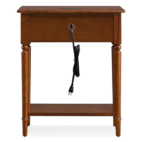 Image of Leick Home Coastal Nightstand Side Table, 24 inch, Pecan