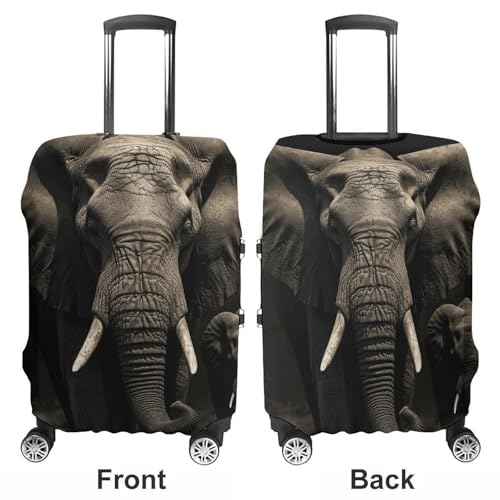 Elephant Black Printed Luggage Cover Protector, Fits 18-32 Inch Luggage3