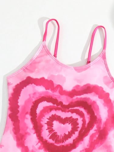 OYOANGLE Girl's Cute Heart Print One Piece Swimsuit with Ruffle Beach Skirt Bathing Suits3