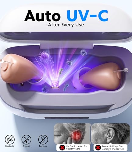 Image of Hearing Aids for Seniors With Auto UV Cleaning FSA-HSA Eligible | Rechargeable OTC Hearing Aid Advanced Noise Cancellation, Nearly Invisible Design for Adults & Seniors