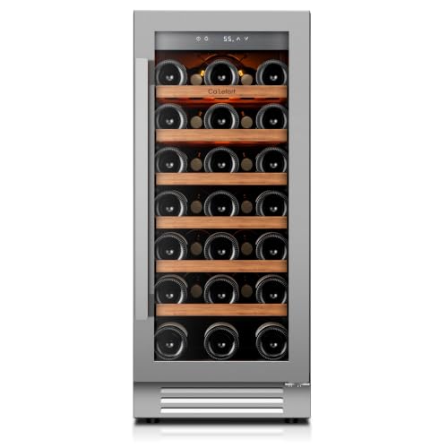 Image of Ca'Lefort 15 Inch Wine Fridge, 33-Bottle Built-In Dual Zone Wine Cooler | 40-65F Control, Adjustable Shelves, Glass Door & 3-Color LED, Automatic Defrost, Under Counter or Freestanding for Home Bar