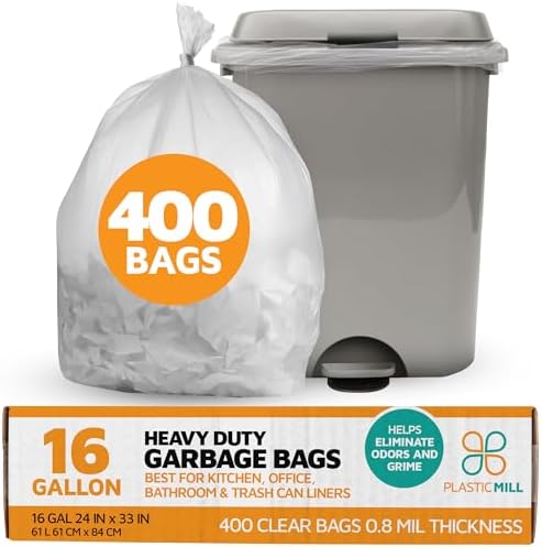 PlasticMill Heavy Duty Trash Bags - Clear Garbage Bags - Plastic ...