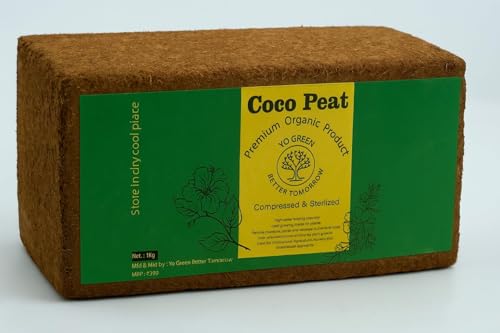 Image of 100% Natural Cocopeat Block for Garden Plants Organic Agricultural Compost Coco Peat for Indoor & Outdoor Fertilizer Kitchen Terrace Gardening Khaad (1 Kg)