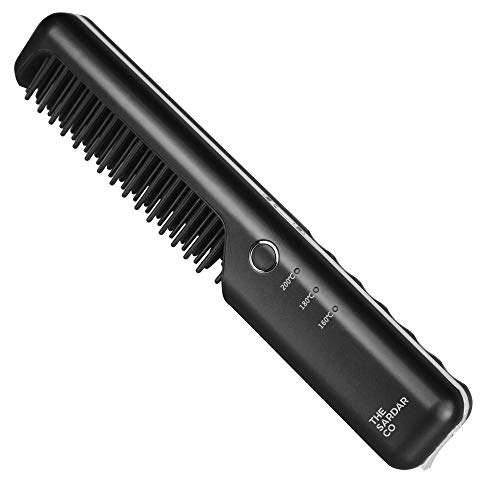 Beard Straightener Brush for Men - Electric, Cordless, Grooming Comb great for Male Gift Sets & Kits - Heated Straighteners for Mens Hair Straightening
