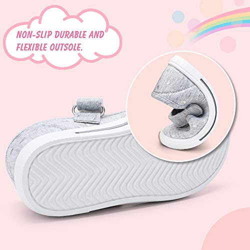 Nerteo NT190820LIGHTGREY25 Toddler Shoes Girls Kids Mary Jane Flat Canvas Sneakers thumb #6