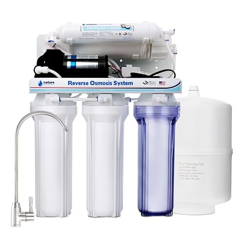 Equipo de Osmosis Inversa - Kit para Osmosis de 5 Etapas - Capacidad para 6 L - Incluye Membrana de 75GPD, Deposito de Agua, Bomba y Filtros - Nature Water Professionals