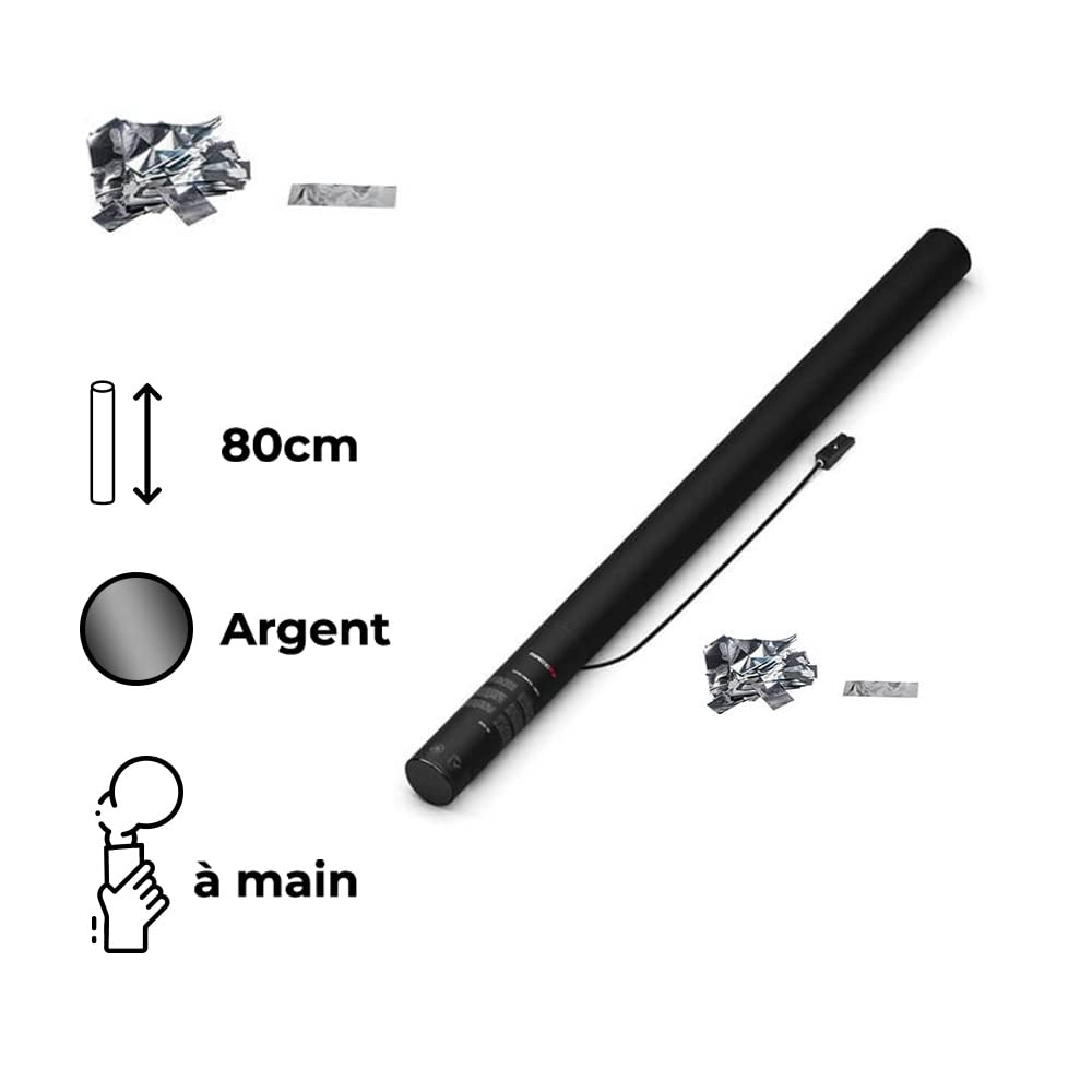 Lot de 4 Canons à Confettis Électrique couleur Argent 80cm - Déclenchement avec machine à confettis, 14 Mètres de Portée, canon électrique pour soirée et évènements - SPARKLERS CLUB®