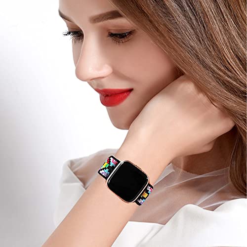 Enoyoo 4 Pack Elastic Watch Bands Compatible With Fitbit Versa/Versa Se/Versa Lite/Versa 2 Bands For Women Men, Adjustable Stretchy Nylon Soft Loop Strap Sport Replacement Wristband For Versa Smartwatch #TOP7