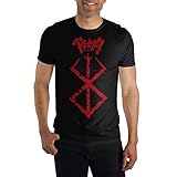 Berserk Brand of Sacrifice Graphic T-Shirt, Red Brushed Storyline, Manga Action Anime Shirt, Black-Large