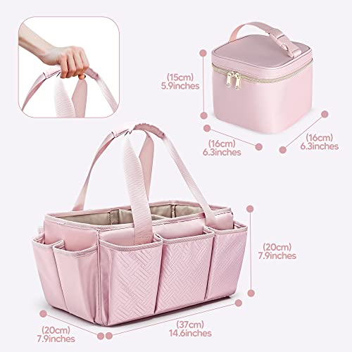 Fasrom Breast Pump Caddy Organizer Bag with Cooler Compatible with Spectra S1 and S2, Pumping Tote Bag Baby Diaper Storage Basket to Hold Pump Parts and Baby Items, Pink (Patent Design) - Thumbnail 5