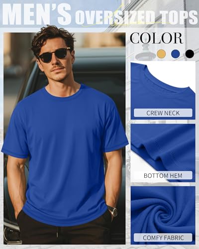 Image of Neer 3 Pack Big and Tall T-Shirts for Men L-7xl Tops | Large Casual Stretch Workout Tees, Short Sleeve Crewneck Oversized Shirts, Classic Summer Outfits, Comfy Basic Loose Clothes