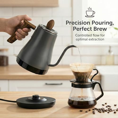 Hervidor Eléctrico de Cuello de Ganso 1L 1000W Acero Inoxidable miniatura 3