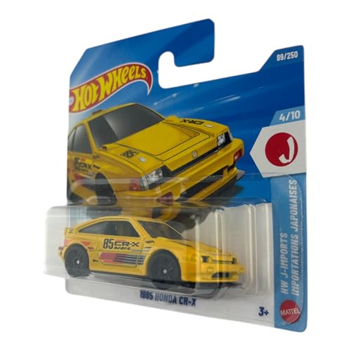 Image of Hot Wheels 1985 Honda CR-X [Yellow] J-Imports 4 /10, 89 /250, 1:64 Scale Diecast Toy Vehicle