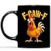 Faeali Personalized F-Caw-F Funny Rooster Coffee Mug, Custom Name Chicken Meme Cup, Adult Humor Gift for Funny Bird Lover, 2-Sided Ceramic 11oz 15oz