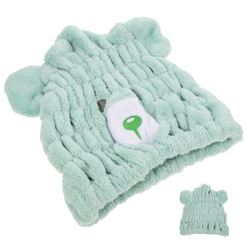 OUNONA Coral Fleece Hair Towel Wrap for Quick Drying Absorbent Hair Drying Hat with Cute Bear Design Comfortable and Friendly Towel Wrap for Boys