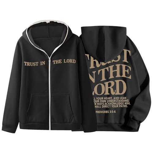 Generisch Sudadera con capucha para hombre de gran tamaño, sudadera con capucha cristiana, corte holgado, chaqueta informal de manga larga, chaqueta deportiva de entrenamiento con cremallera, Y2k moda