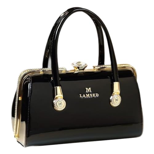 Image of Fashion Leather Women's Top Handle Satchel Crossbody Handbags Diamonds Evening Bag Purses Hard Shoulder Bags | Fashion