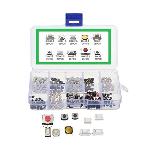 Fasizi Lot de 250 boutons poussoirs tactiles avec boîte en plastique